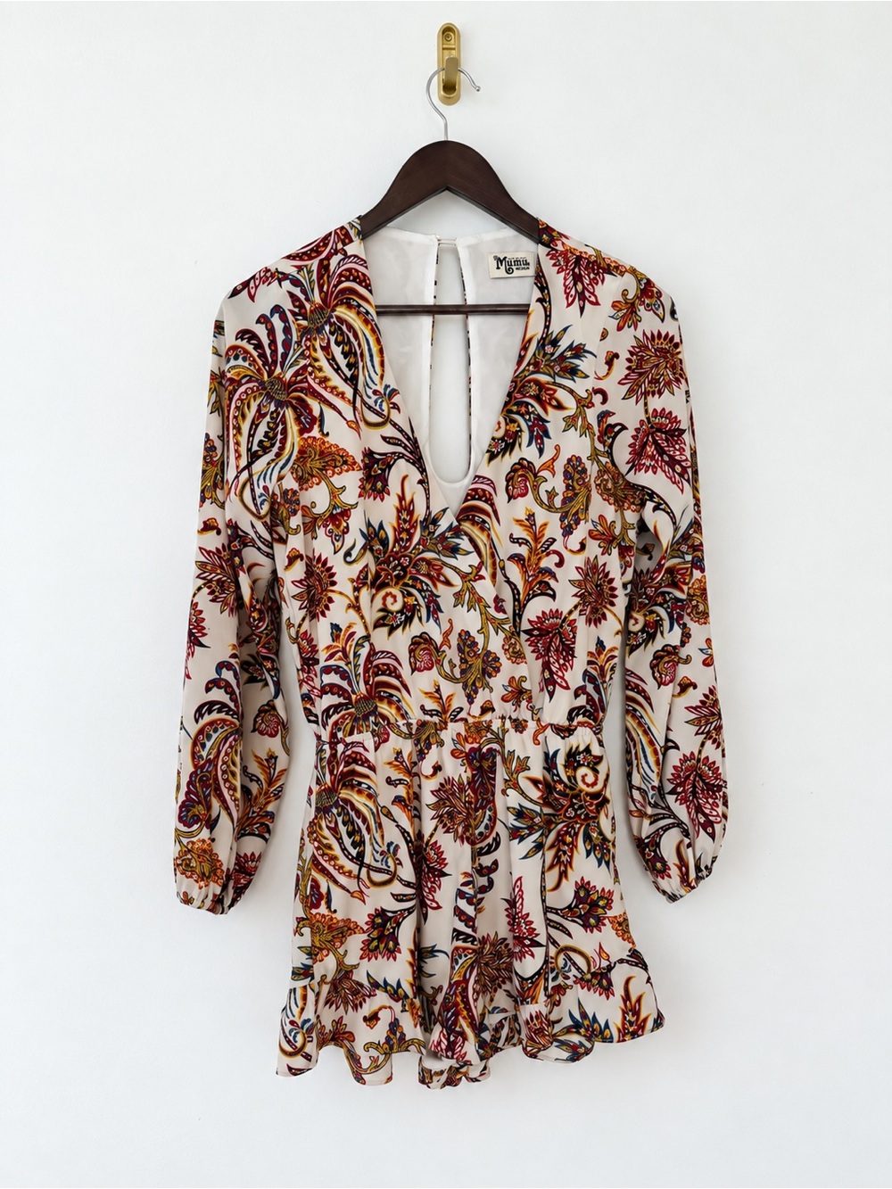 Show Me Your Mumu Paisley Floral Long Sleeve Romper Size Medium